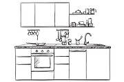 Kitchen interior. Furniture sketch