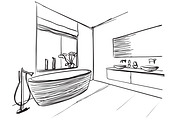 Bathroom interior sketch