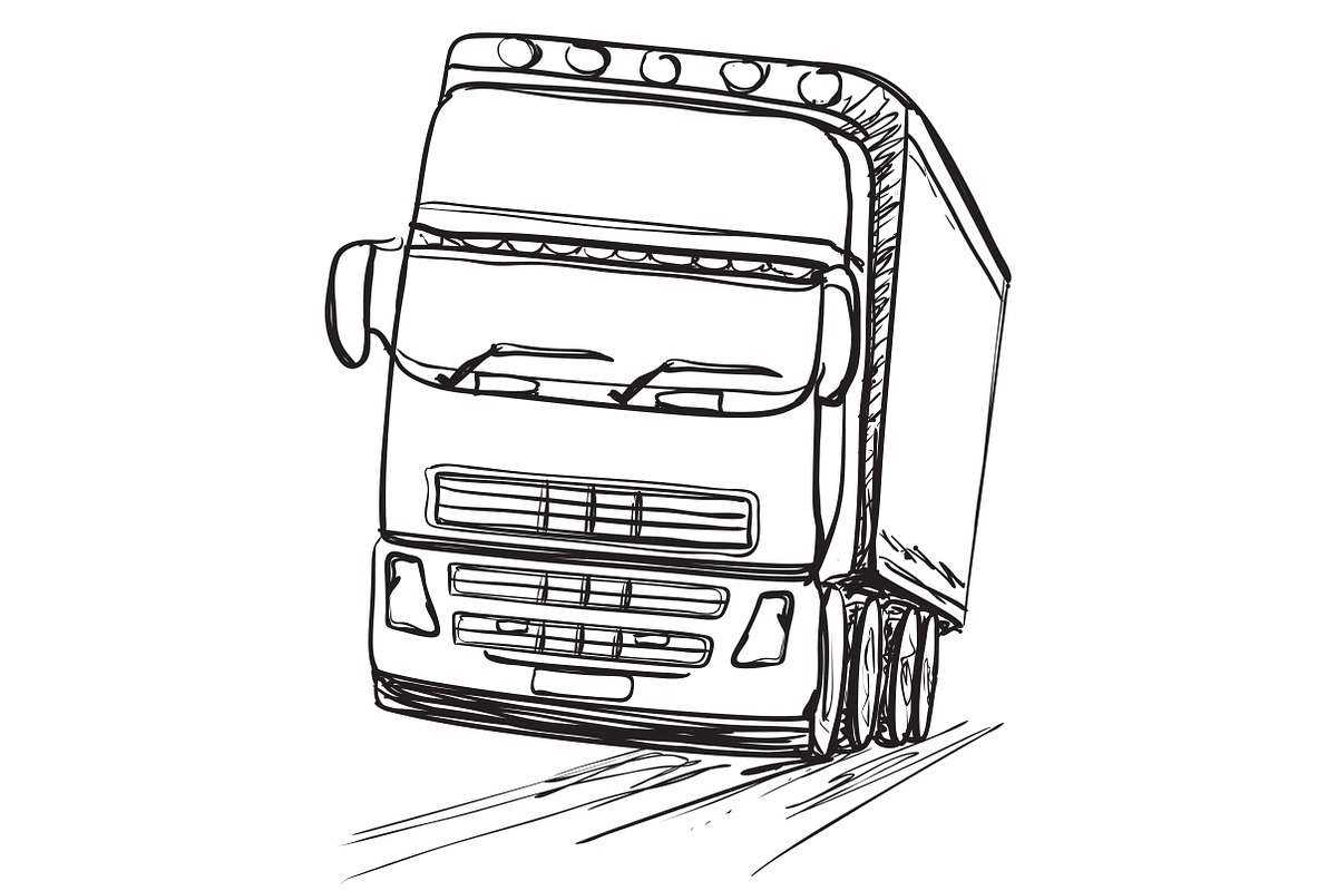 Truck sketch. Delivery service in Illustrations - product preview 8
