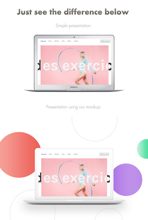 MacBook™ Mockup with Circles in Mobile & Web Mockups - product preview 4