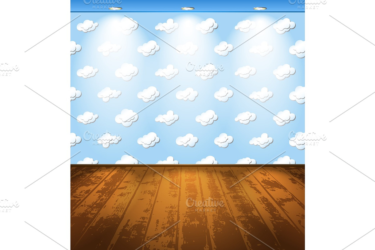Room with clouds in Illustrations - product preview 8