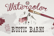 Old Watercolor Rustic Barns