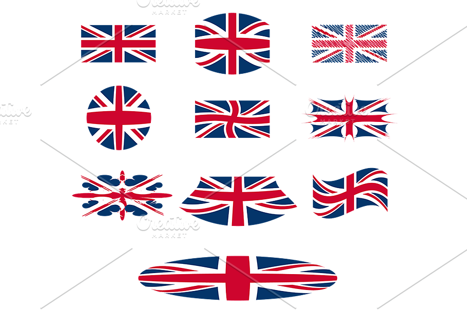 10 Great Britain Flags, vector
