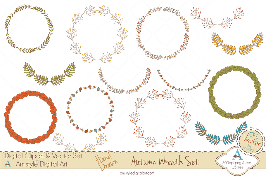 Autumn Wreath - Clipart&Vector in Illustrations - product preview 8