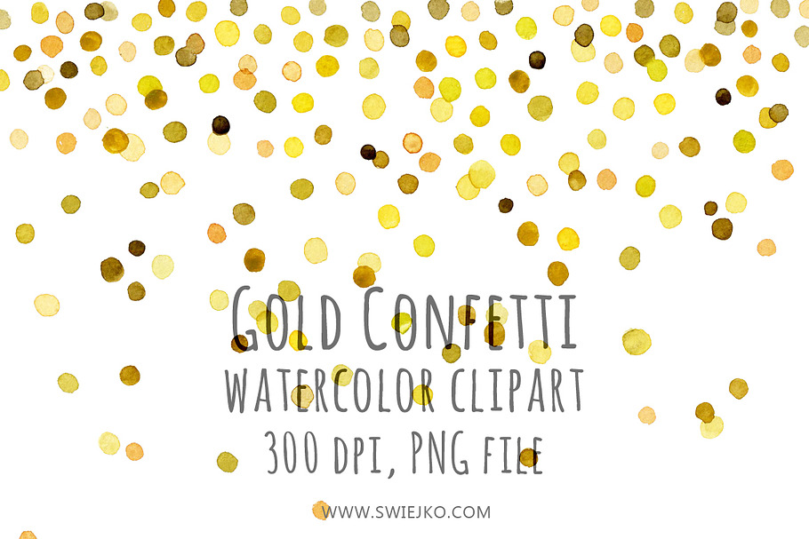 Watercolor Clipart, Gold
