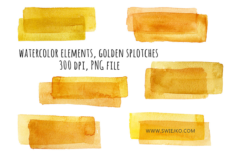Watercolor splotches, Gold in Illustrations - product preview 8