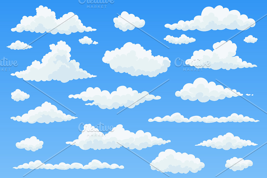 Vector clouds. Cartoon cloud set.