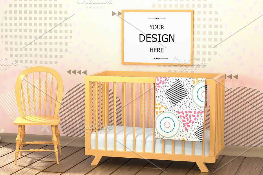 Abstract cozy children's room in Print Mockups - product preview 8