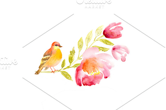 Watercolor Floral Clip Art in Illustrations - product preview 7