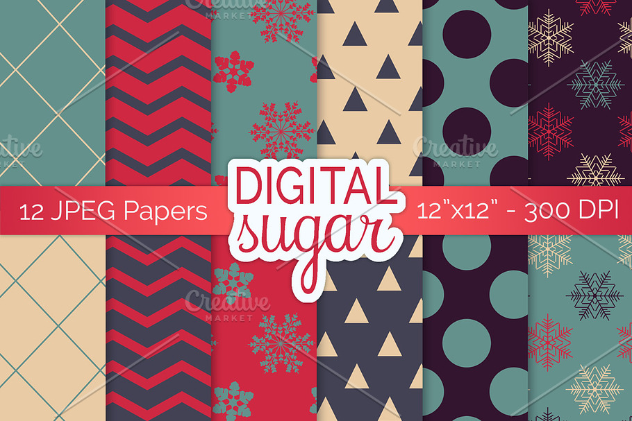 Christmas Digital Papers, Xmas in Patterns - product preview 8