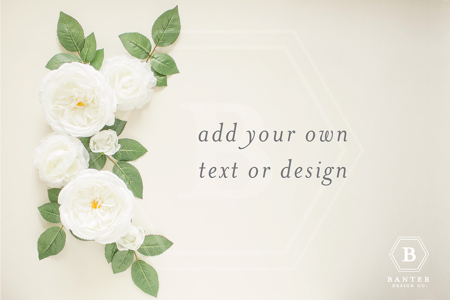 Flat Lay Photo with White Flowers in Product Mockups - product preview 8