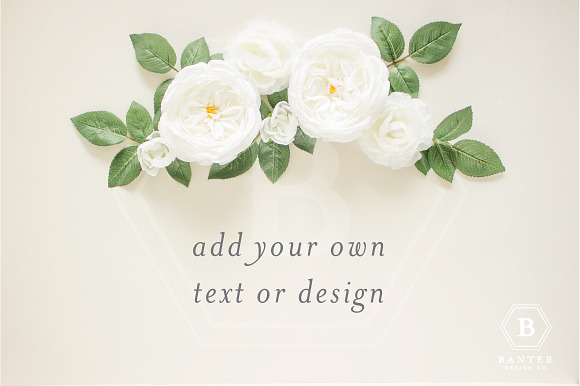 Flat Lay Photo with White Flowers in Product Mockups - product preview 1
