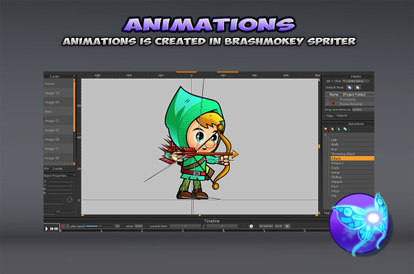 Archers 2D Game Sprites Set in Illustrations - product preview 3