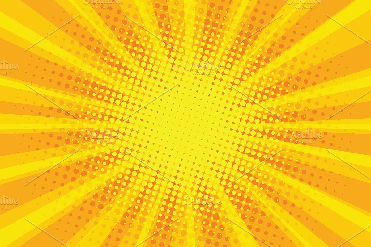 yellow orange sun pop art retro rays background in Textures - product preview 8