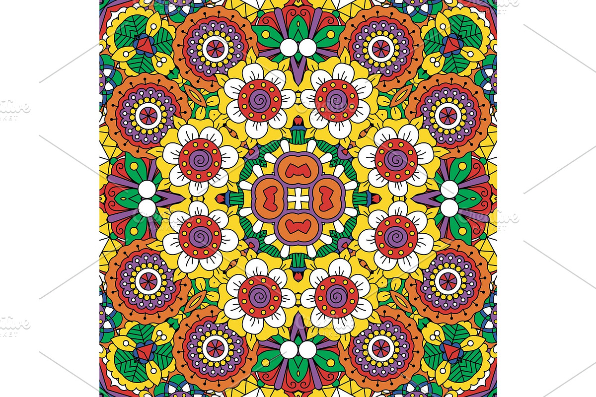 Ethnic bright mandala style flowers pattern in Textures - product preview 8