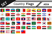 set countries flags asia
