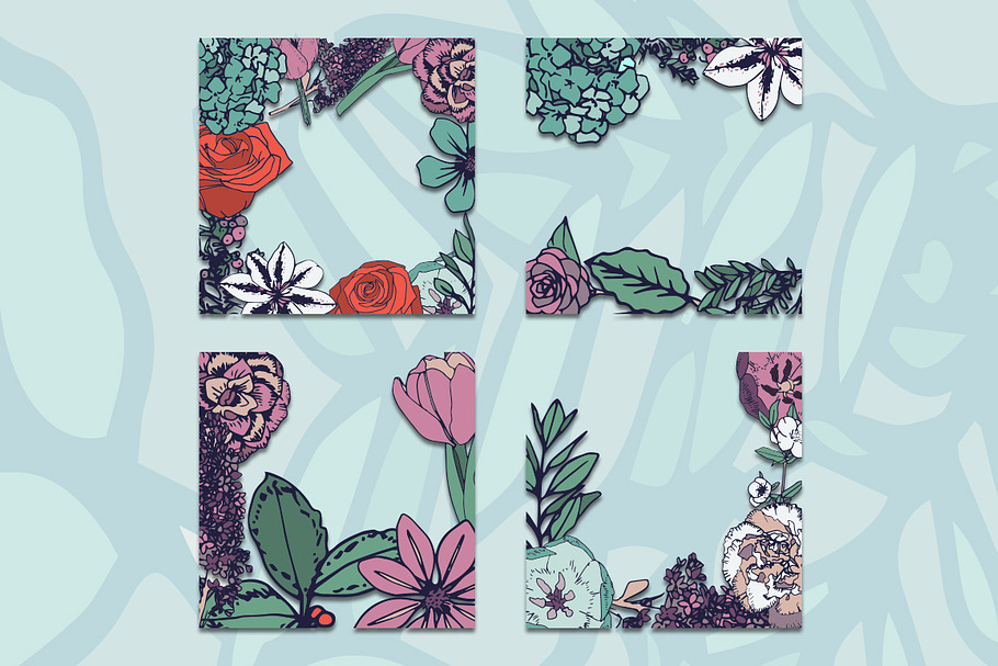 Instagram floral frames in Illustrations - product preview 8