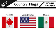 set countries flags north america