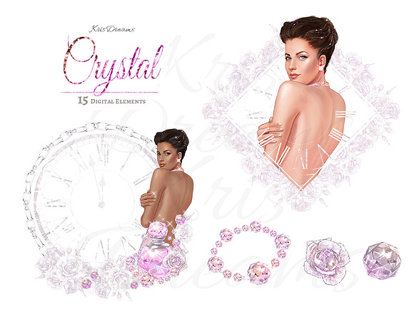 Crystal Clipart Set in Illustrations - product preview 3
