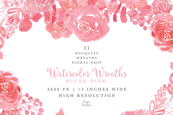 Blush Pink Monochrome Watercolors in Illustrations - product preview 1