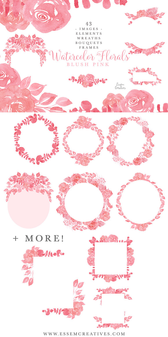 Blush Pink Monochrome Watercolors in Illustrations - product preview 2