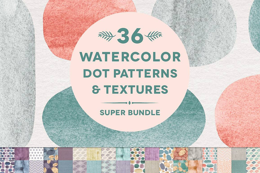 36 Watercolor Dot Patterns