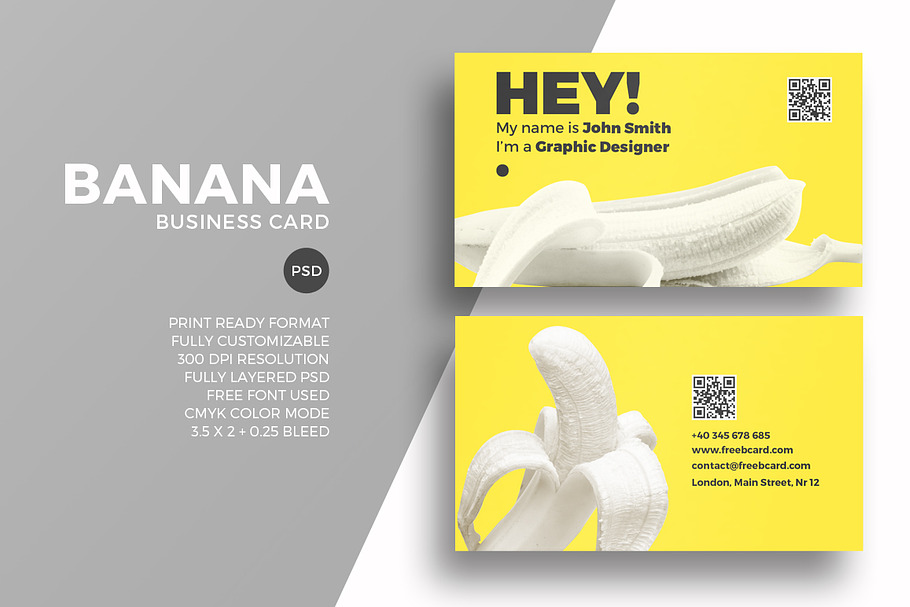 Creative banana business card in Business Card Templates - product preview 8