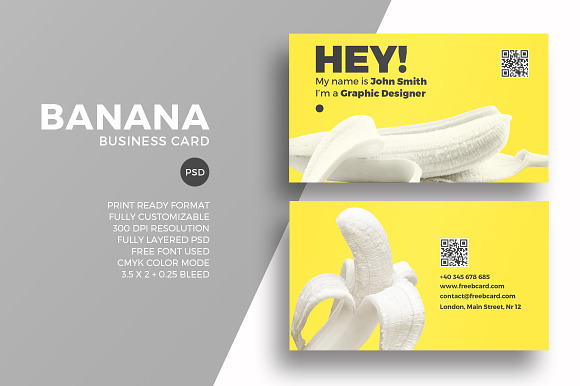 Creative banana business card in Business Card Templates - product preview 1