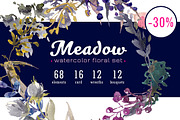 Meadow watercolor floral set