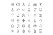 Easter. 36 icons. Vector