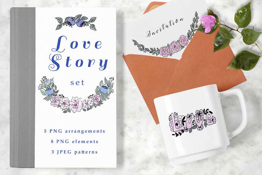 LOVE STORY watercolor clipart set