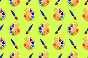 Brush and palette seamless pattern