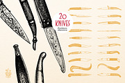 20 Knives - Hand drawn Illustrations