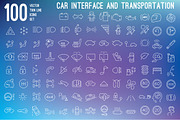 100 thin line car interface icons