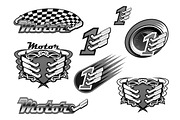 Car or motor racing vector icons