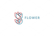 Simple and graceful floral monogram design template, Elegant lineart logo design, vector illustration
