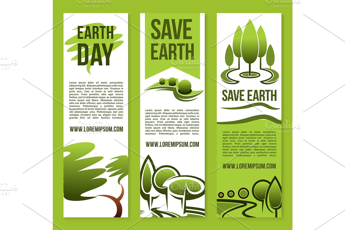 Vector banners Save Nature or Earth Day templates in Illustrations - product preview 8