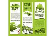 Vector banners Save Nature or Earth Day templates