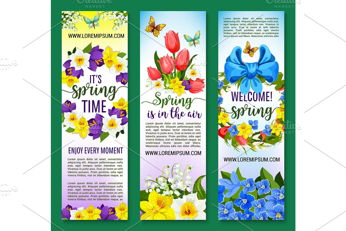 Hello Spring vector floral banners set in Illustrations - product preview 8