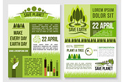 Save nature and earth protection vector templates