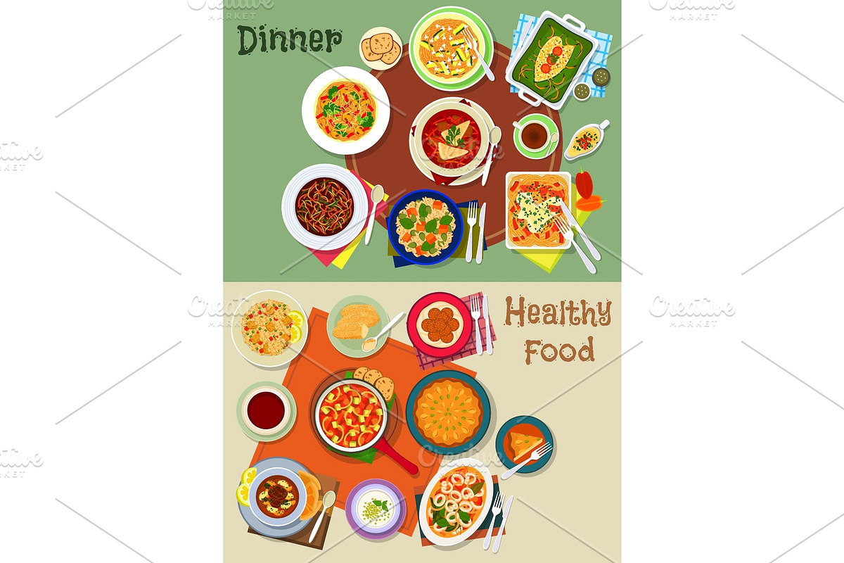 Dinner food icon with spanish and jewish dishes in Illustrations - product preview 8