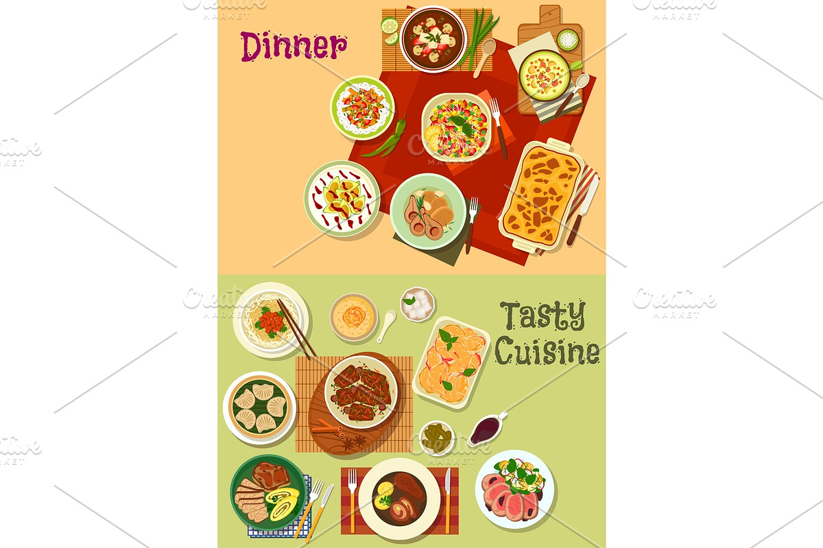 Restaurant dinner dishes icon for menu design in Illustrations - product preview 8