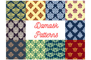 Damask seamless pattern set with floral ornament