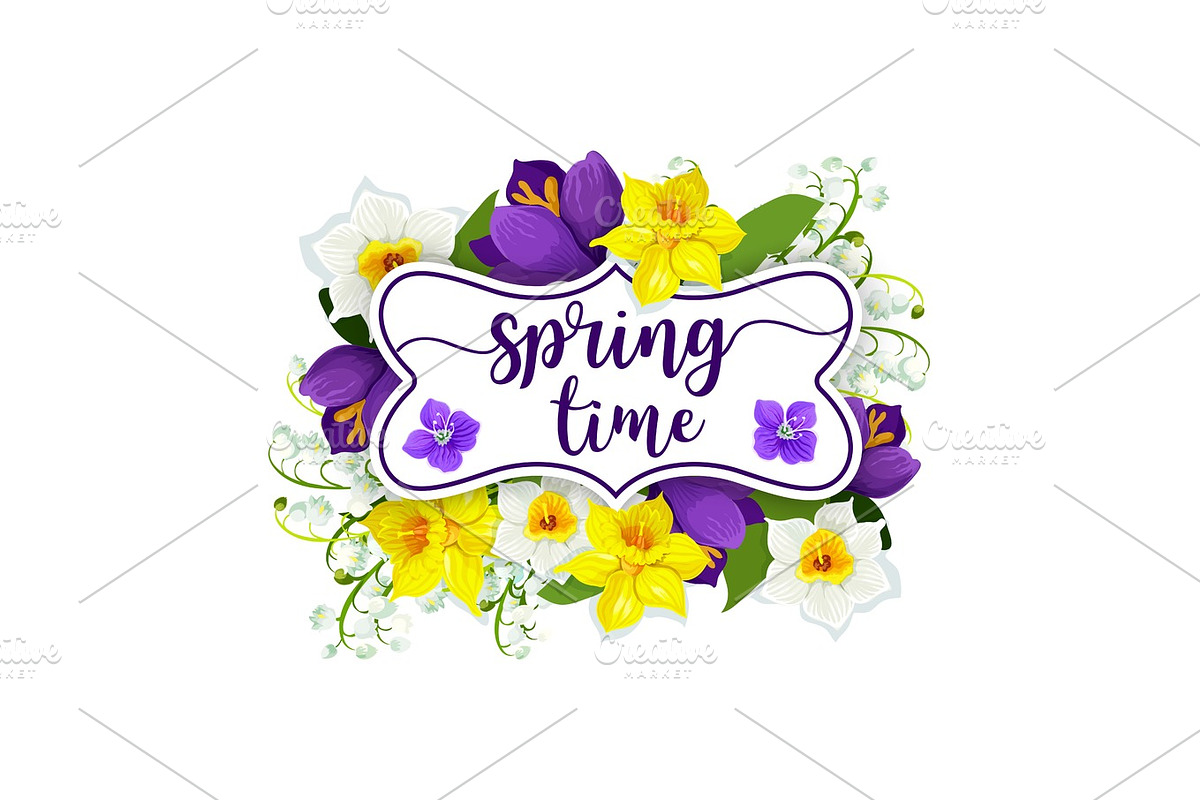 Hello Spring flowers vector floral poster in Illustrations - product preview 8