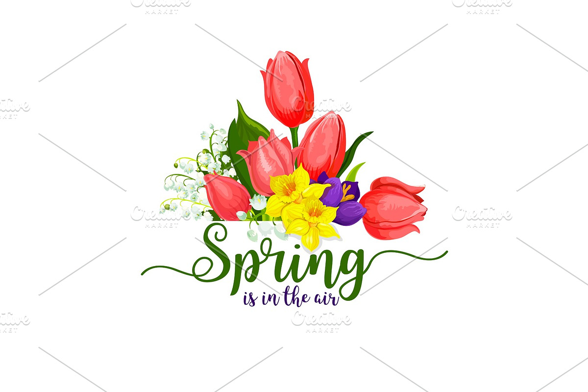 Spring holidays vector tulips flowers bouquet in Illustrations - product preview 8