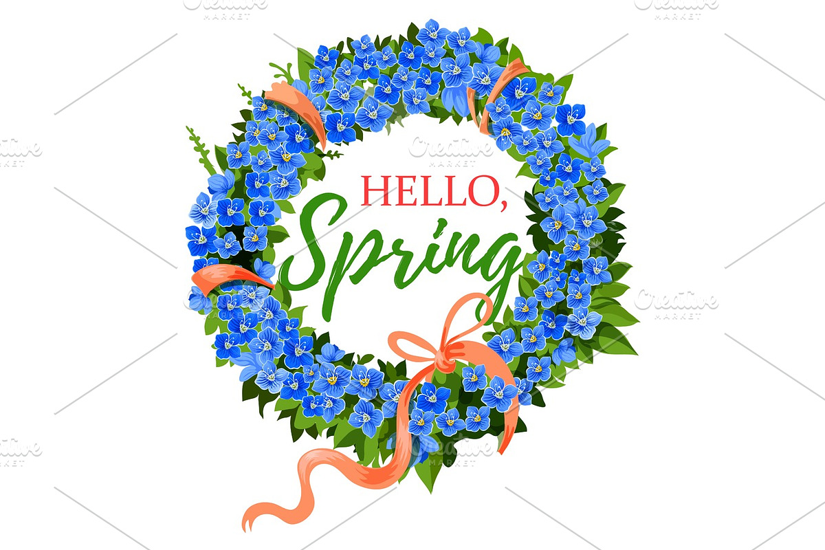 Spring holiday vector crocus flowers wreath in Illustrations - product preview 8