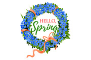Spring holiday vector crocus flowers wreath