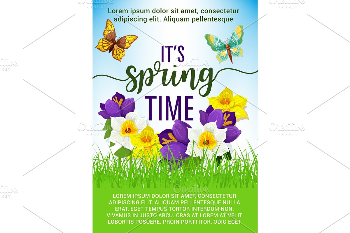 Spring holiday vector poster of flowers bouquet in Illustrations - product preview 8