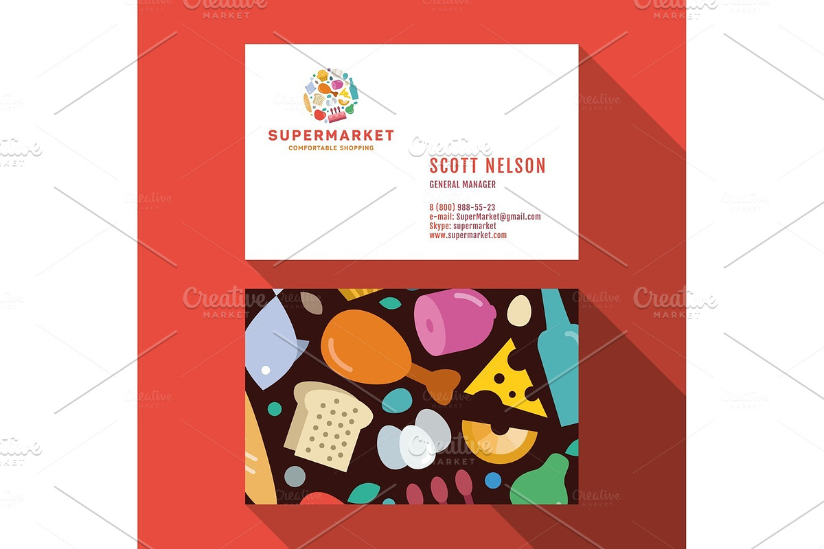Business Card Qualitative elegant vector logo, and professional layout supermarket food in Business Card Templates - product preview 8