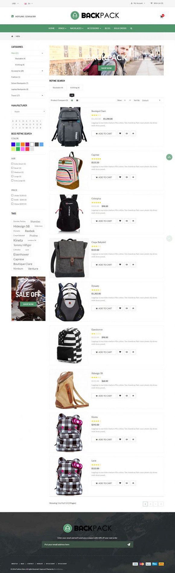 Backpacks Responsive OpenCart Theme in OpenCart Themes - product preview 2